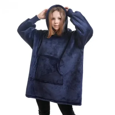 Толстовка-плед двостороння із капюшоном No Brand Huggle Hoodie One Size Синій (1762047567)