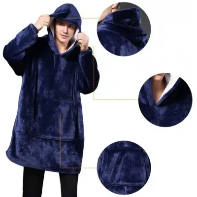 Толстовка-плед двостороння із капюшоном No Brand Huggle Hoodie One Size Синій (1762047567)