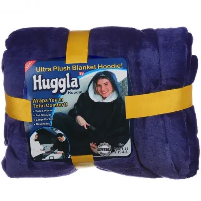 Толстовка-плед двостороння із капюшоном No Brand Huggle Hoodie One Size Синій (1762047567)