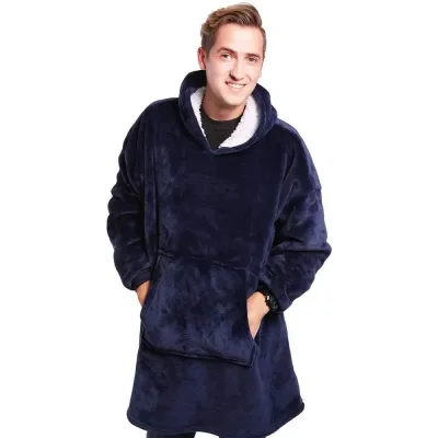 Толстовка-плед двостороння із капюшоном No Brand Huggle Hoodie One Size Синій (1762047567)