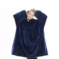 Толстовка-плед двостороння із капюшоном No Brand Huggle Hoodie One Size Синій (1762047567)