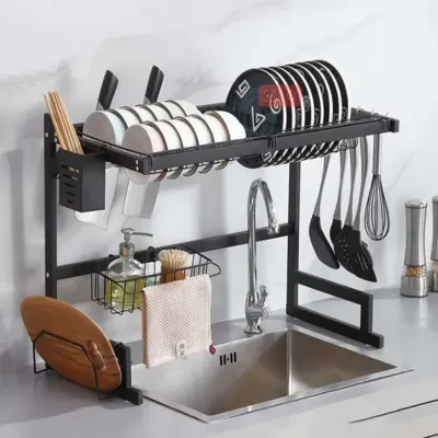 Сушилка кухонная для посуды No Brand Kitchen Rack 65х32х52 см Черный (2103354319)