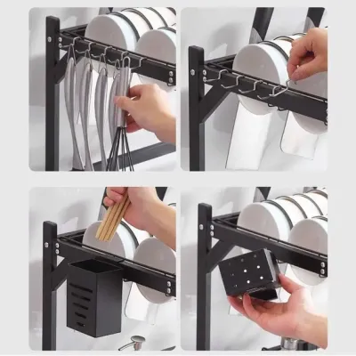 Сушилка кухонная для посуды No Brand Kitchen Rack 65х32х52 см Черный (2103354319)
