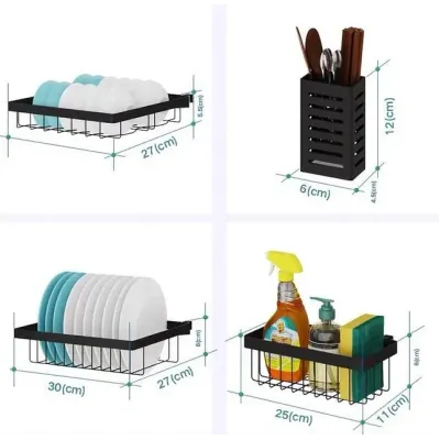 Сушилка кухонная для посуды No Brand Kitchen Rack 65х32х52 см Черный (2103354319)