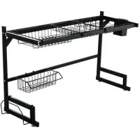 Кухонна сушарка для посуду No Brand Kitchen Rack 65х32х52 см Чорний (2103354319)