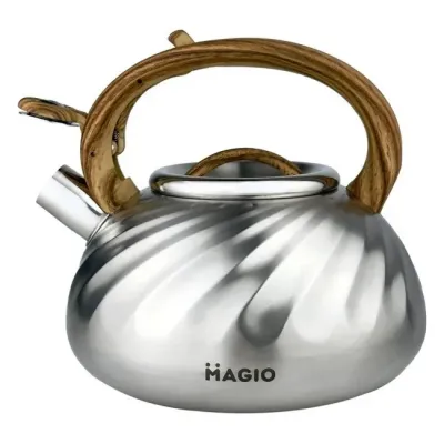 Чайник для плити зі свистком 3л MAGIO MG-1194 Steel/Wood Чайник для плити зі свистком 3л MAGIO MG-1194 Steel/Wood