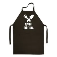 Фартук черный кухонный с принтом для дачника Дачная войска Скрещенные Лопатка и Грабли ФА000767 Кавун