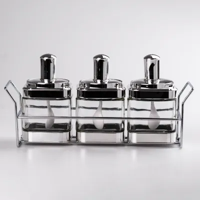 Набор банок для сыпучих продуктов TS Kitchen с ложкой на подставке хром (HP531FS1030Y)