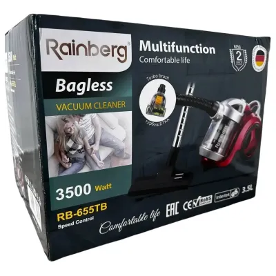 Пилосос контейнерний Rainberg RB-655TB з турбощіткою 3.5L 2500W Red Пилосос контейнерний Rainberg RB-655TB з турбощіткою 3.5L 2500W Red