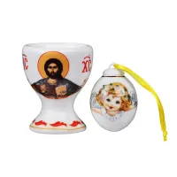 Подставка под яйцо и сольница 2 предмета Святой 6 см Lefard