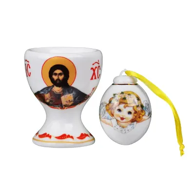 Подставка под яйцо и сольница 2 предмета Святой 6 см Lefard
