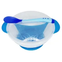 Тарілка на присосці прозора Mega Zayka MGZ-0100 (Blue) з термоложкою та кришкою Тарілка на присосці прозора Mega Zayka MGZ-0100 (Blue) з термоложкою та кришкою