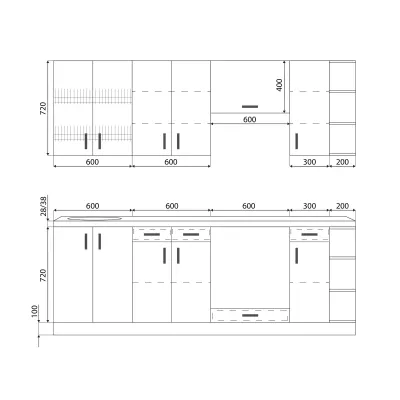 Кухня Экко Lambordia ширина 2300 МАКСИ МЕБЕЛЬ Дуб трюфель (11280) Кухня Экко Lambordia ширина 2300 МАКСИ МЕБЕЛЬ Дуб трюфель (11280)
