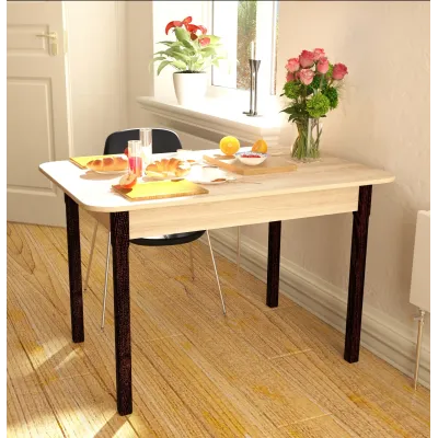 Стол кухонный с деревянными ножками (ширина 1100 мм) МАКСИ МЕБЕЛЬ Белая гладкая (11842) Стол кухонный с деревянными ножками (ширина 1100 мм) МАКСИ МЕБЕЛЬ Белая гладкая (11842)