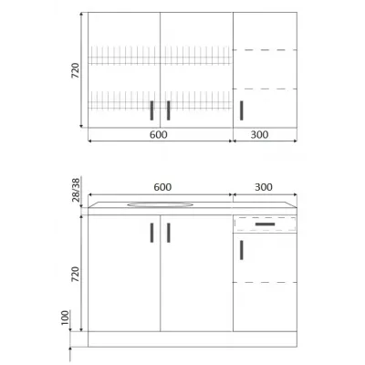 Кухня Софи ширина 900 МАКСИ МЕБЕЛЬ Дуб сонома/Белый гладкий (5102833)