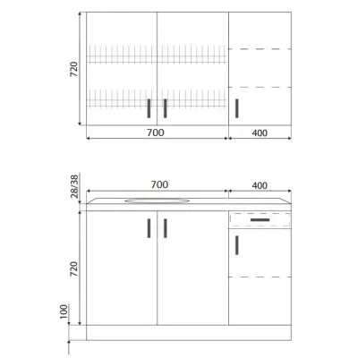 Кухня Софи ширина 1100 МАКСИ МЕБЕЛЬ Дуб сонома/Белый гладкий (5102834)