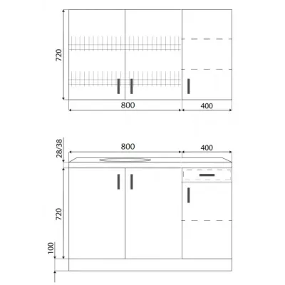 Кухня Софи ширина 1200 МАКСИ МЕБЕЛЬ Дуб сонома/Белый гладкий (5102835)