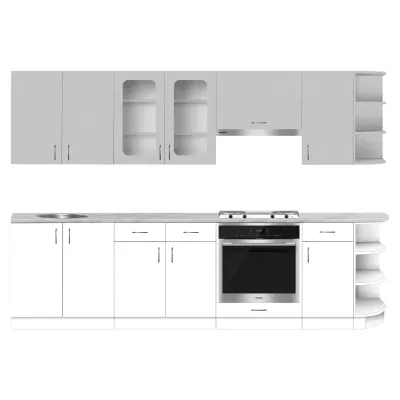 Кухня Экко Lambordia ширина 2300 МАКСИ МЕБЕЛЬ Серый/Белый гладкий (5102999)