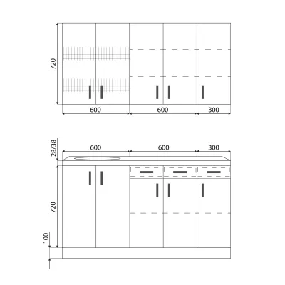 Кухня Модена ширина 1500 МАКСИ МЕБЕЛЬ Дуб сонома/Белые гладкие (5103009)
