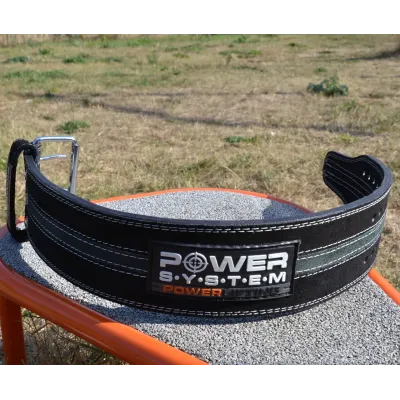 Пояс для пауерліфтингу Power System PS-3800 PowerLifting шкіряний Black/Grey Line XXL Пояс для пауерліфтингу Power System PS-3800 PowerLifting шкіряний Black/Grey Line XXL