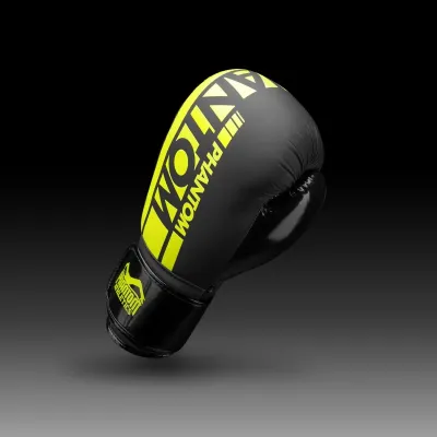 Боксерские перчатки Phantom APEX Elastic Neon Black/Yellow 16 унций Боксерские перчатки Phantom APEX Elastic Neon Black/Yellow 16 унций
