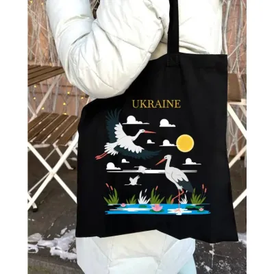 Екошопер BookOpt ВК4065 Ukraine «Журавлі» Символ щастя Чорний Екошопер BookOpt ВК4065 Ukraine «Журавлі» Символ щастя Чорний