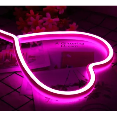 Ночник неоновый лампа Сердце pink heart SWF 29.5х20 см