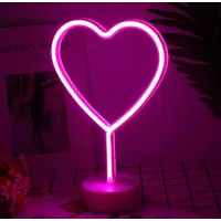 Ночник неоновый лампа Сердце pink heart SWF 29.5х20 см