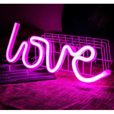 Настенный неоновый светильник ночник Angel Love розовый