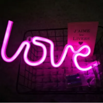 Настенный неоновый светильник ночник Angel Love розовый