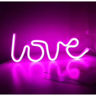 Настенный неоновый светильник ночник Angel Love розовый
