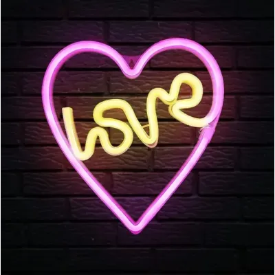 Настінний неоновий світильник нічник Love Серце рожеве Angel