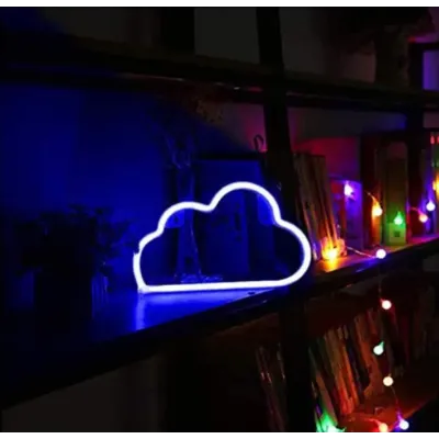Настенный неоновый светильник ночник Облако синий Angel