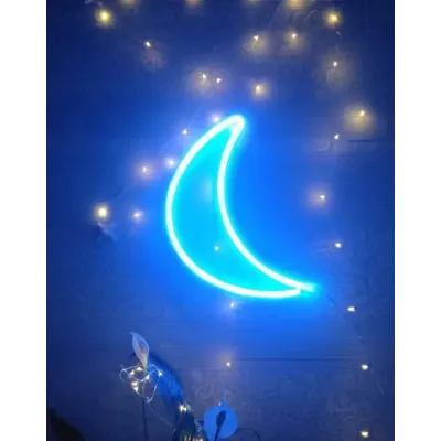 Настінний неоновий світильник нічник Місяць синій Angel Настінний неоновий світильник нічник Місяць синій Angel