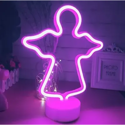 Неоновий нічник світильник Янголятко рожеве Angel