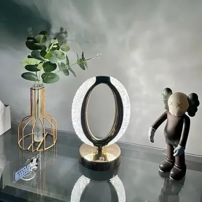 Настільна світлодіодна кристалічна лампа RIAS Ring Diamond Gold