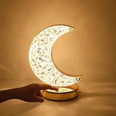 Настільна світлодіодна кристалічна лампа RIAS Moon Diamond Gold