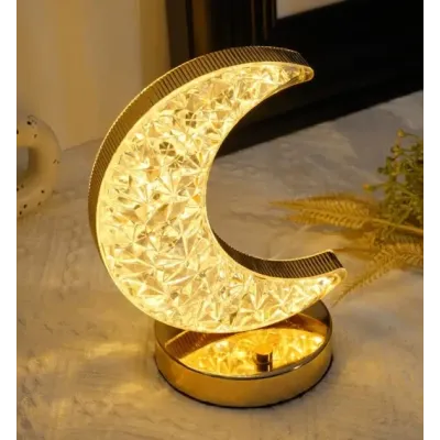 Настільна світлодіодна кристалічна лампа RIAS Moon Diamond Gold