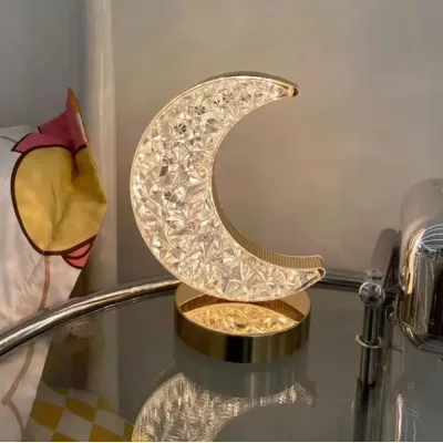Настільна світлодіодна кристалічна лампа RIAS Moon Diamond Gold