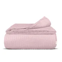 Плед-покрывало косичка COSAS 160х230 см Blush Knitted Braid Сакура