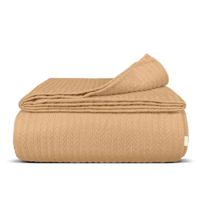 Плед-покривало косичка COSAS 160х230 см Sand Knitted Braid Теракотовий