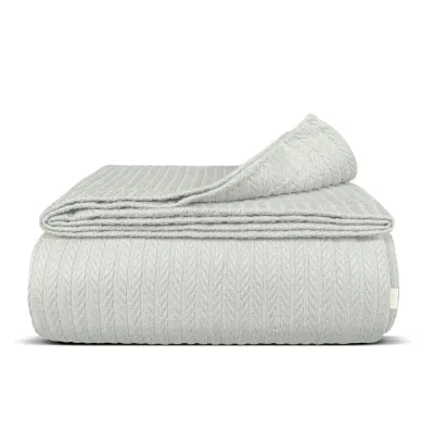 Плед-покривало косичка COSAS 230х240 см Pistachio Knitted Braid Фісташковий