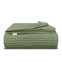 Плед-покривало вафельне COSAS 230х240 см Olive Greek Waffle Оливковий