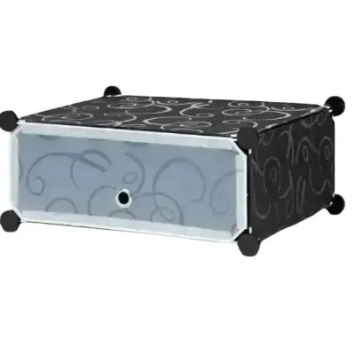 Сборной модульный шкаф для обуви RIAS MP A1-4 пластиковый 39x37x76см Black-White
