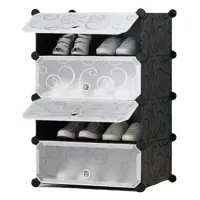 Сборной модульный шкаф для обуви RIAS MP A1-4 пластиковый 39x37x76см Black-White