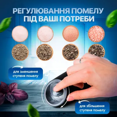 Набор мельниц для соли перца специй No Brand 2 предмета на батарейках Черный (SPM-12/Black)