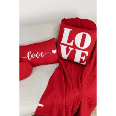Наволочка в'язана Прованс LOVE 45х45 см Білий/червоний (7840) Наволочка в'язана Прованс LOVE 45х45 см Білий/червоний (7840)