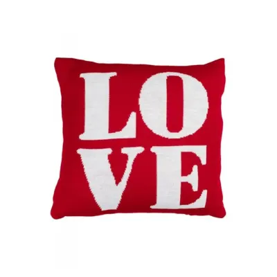 Наволочка в'язана Прованс LOVE 45х45 см Білий/червоний (7840)