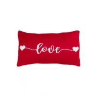 Декоративная подушка вязаная прямоугольная Прованс LOVE 30х45 см Белый/красный (7839)