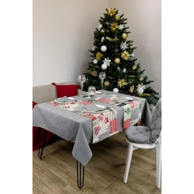 Скатерть Прованс Merry Christmas 132х180 см Серо-белый (7426)